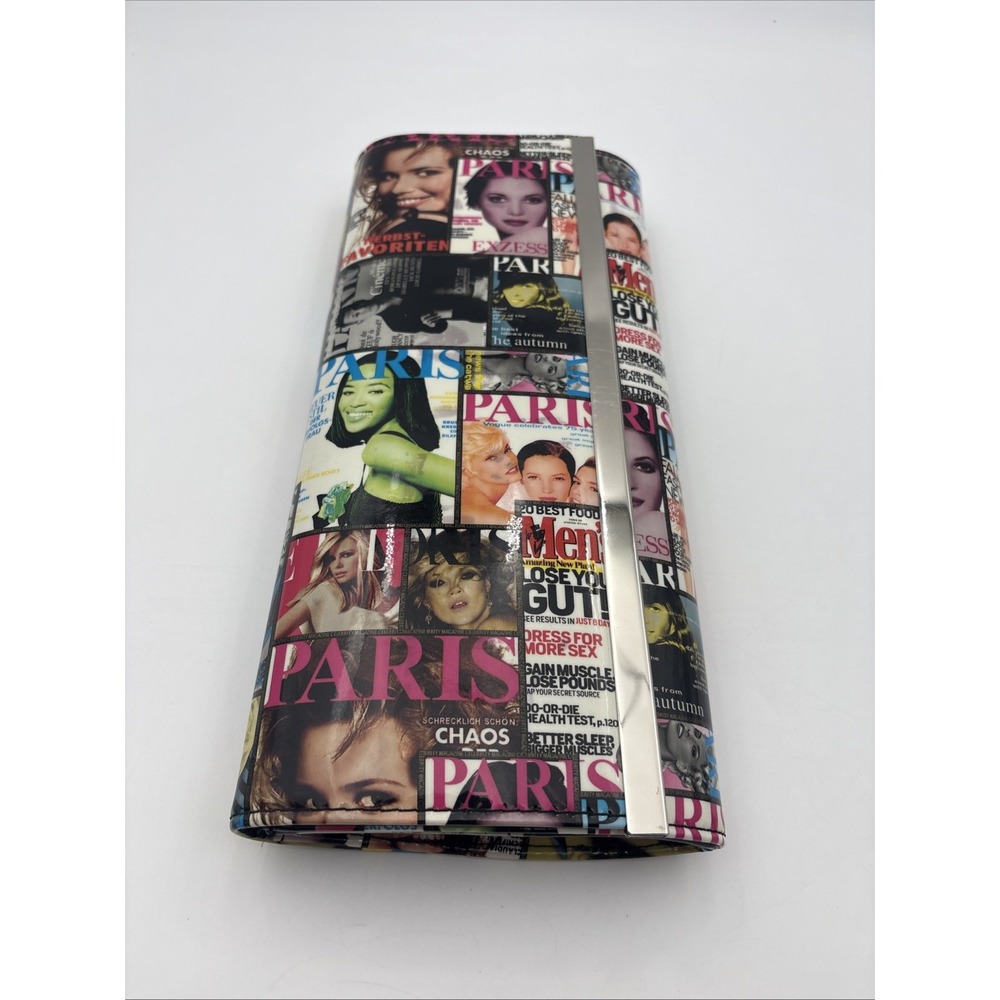 Paris Magazine Style Print Retro Multicolor Clutch Purse Handbag T11